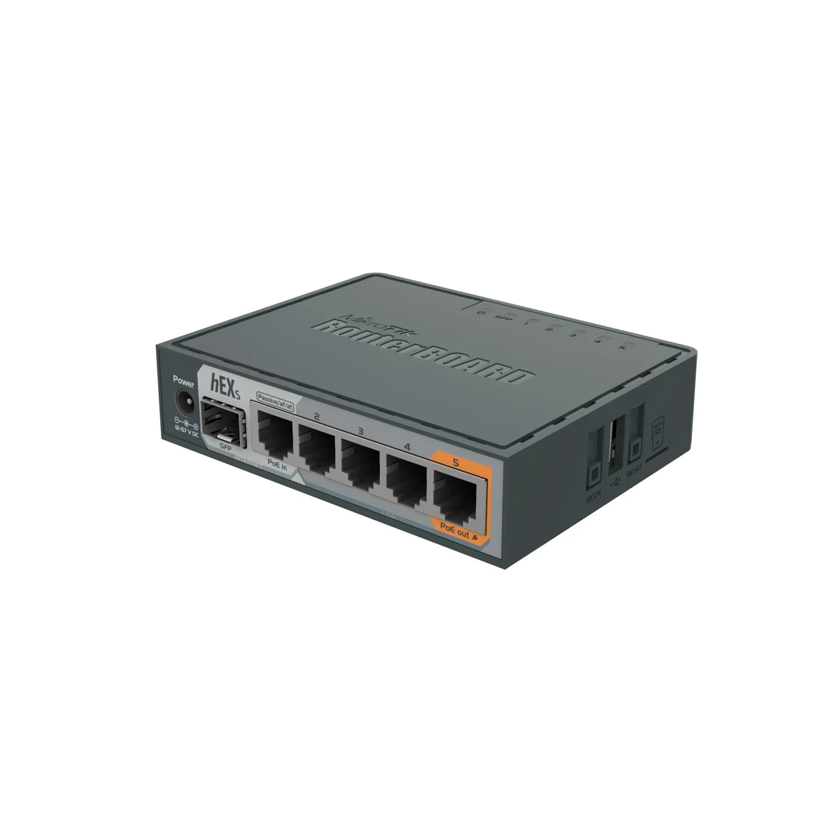 MikroTik hEX S RB760iGS Gigabit Router – 5x 1GbE, SFP, PoE Out, IPsec Hardware Encryption