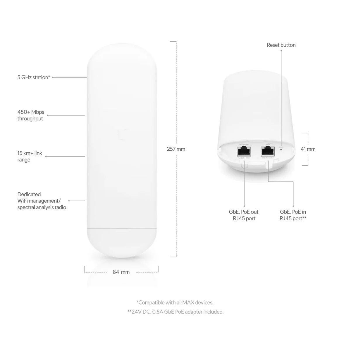 Ubiquiti NanoStation 5AC NS-5AC 5GHz airMAX CPE – 16dBi, 802.11ac PtP/PtMP - Image 2