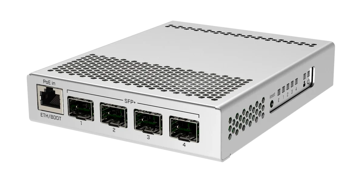 MikroTik CRS305-1G-4S+IN – Five-port desktop switch with one Gigabit Ethernet port and four SFP+ 10Gbps…