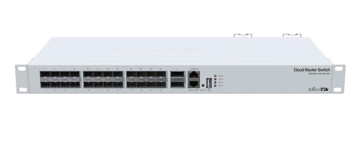 MikroTik CRS326-24S+2Q+RM – One of our faster switches  for the most demanding setups