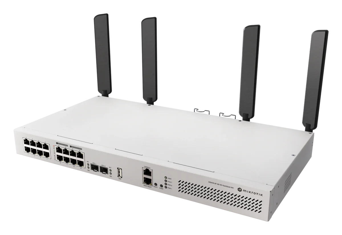 MikroTik CRS418-8P-8G-2S+5axQ2axQ-RM – The Wi-Fi version of CRS418... with our strongest 4x4 MIMO Wi-Fi 6! L3 HW…