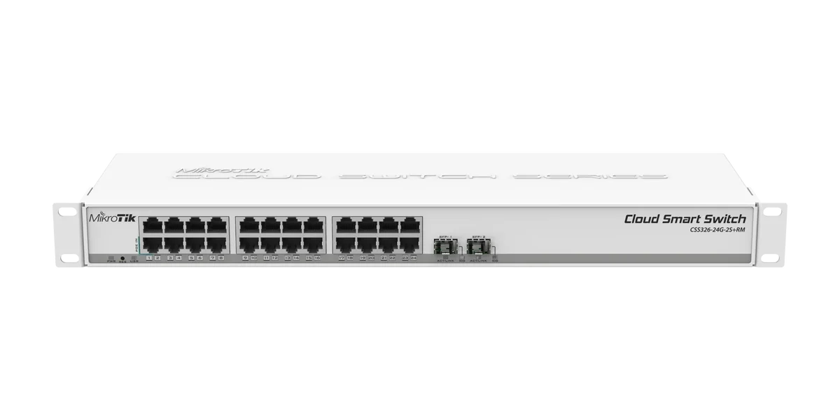 MikroTik CSS326-24G-2S+RM – SwOS powered 24 port Gigabit Ethernet switch with two SFP+ ports in 1U…