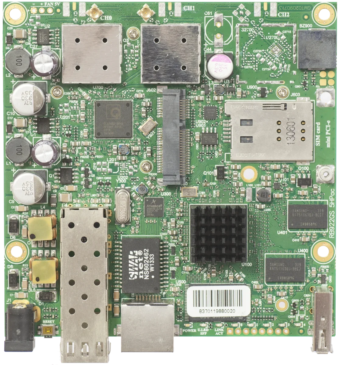 MikroTik RB922UAGS-5HPacD – 720Mhz CPU, 128MB RAM, 1xGigabit Ethernet, 1xSFP cage, 1xminiPCI-e, 1xSIM,…