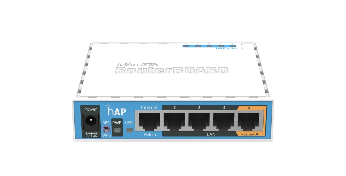 MikroTik hAP RB951Ui-2nD – 2.4GHz AP, Five Ethernet ports, PoE-out on port 5, USB for 3G/4G support