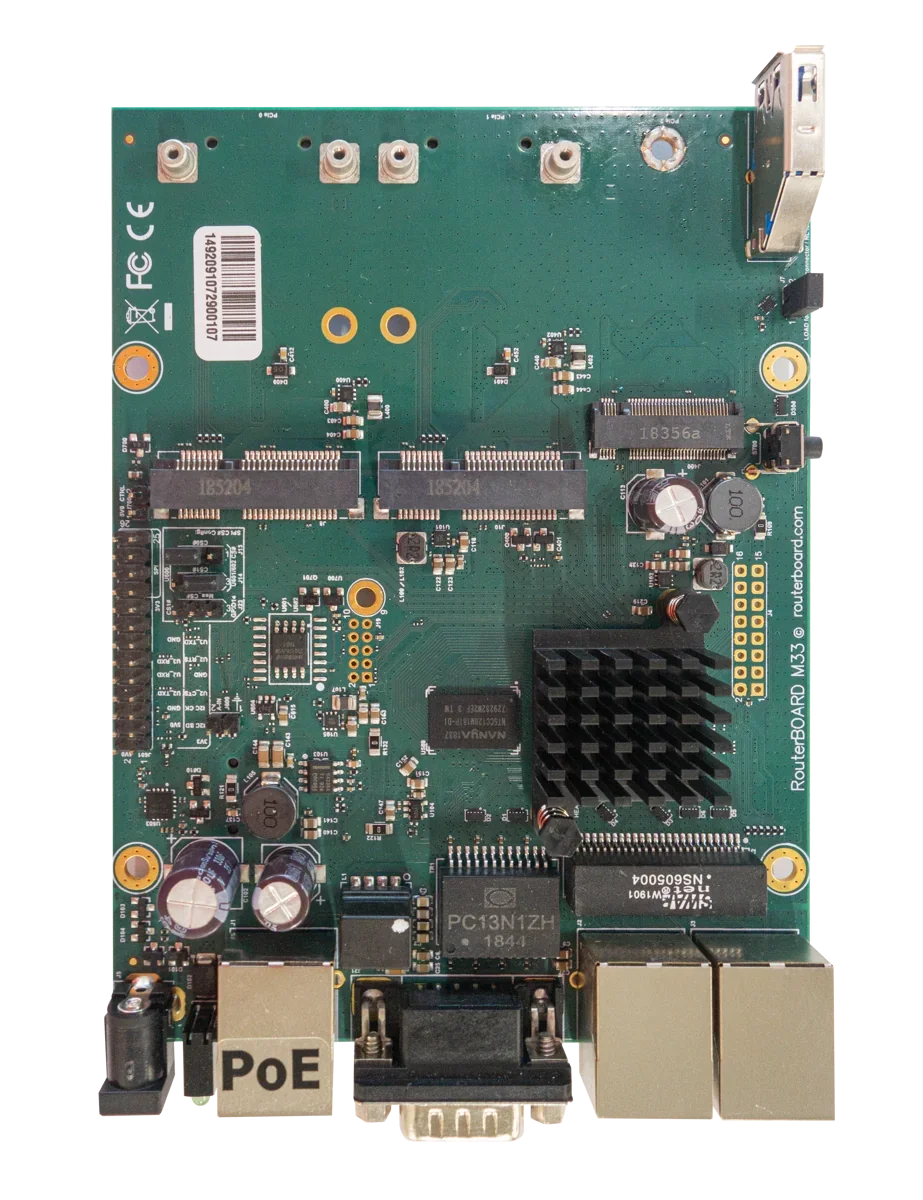 MikroTik RBM33G – Powerful OEM board with three Gigabit LAN and two miniPCIe slots